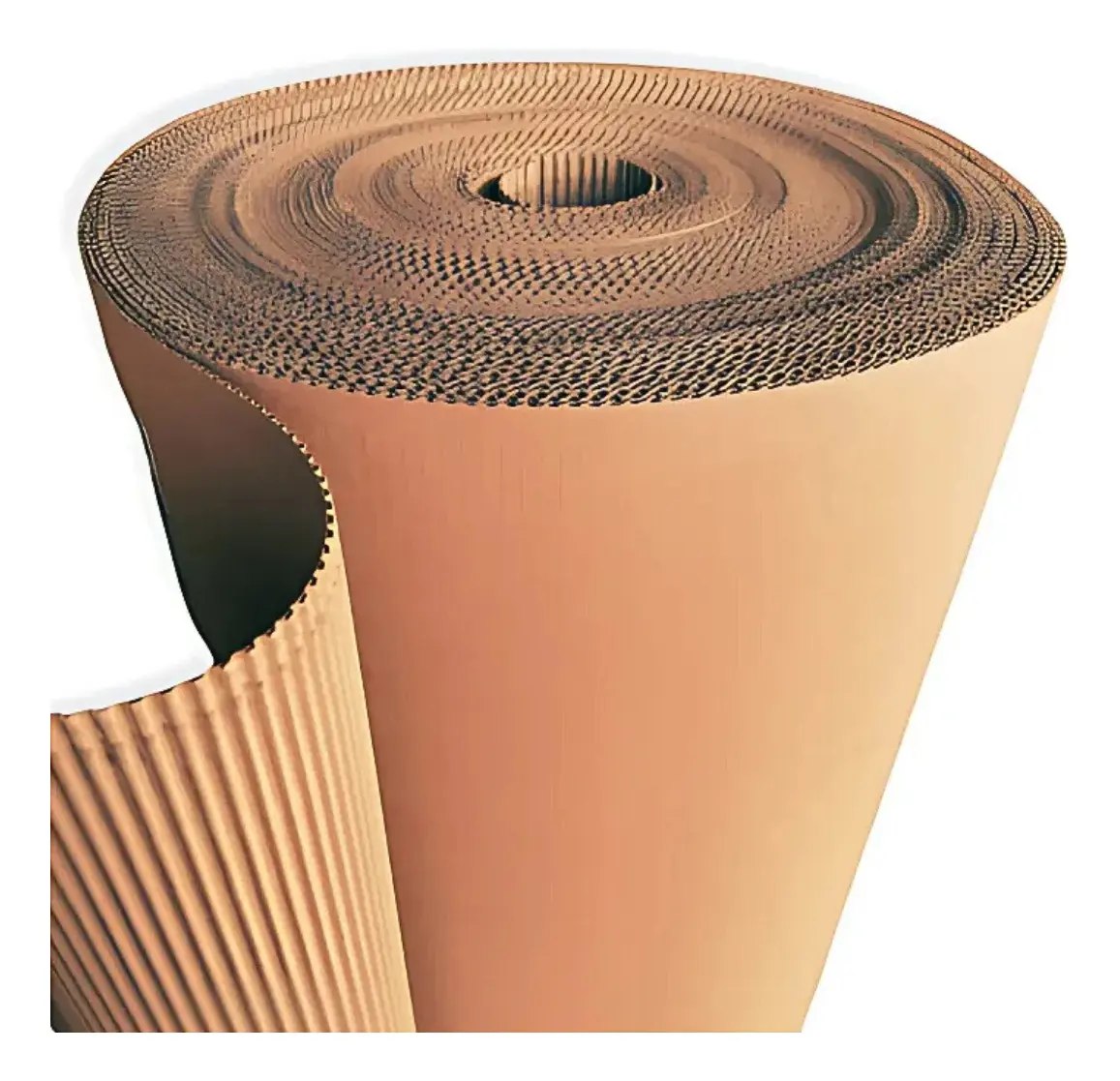 Bobina de papelão ondulado face simples com detalhe da estrutura